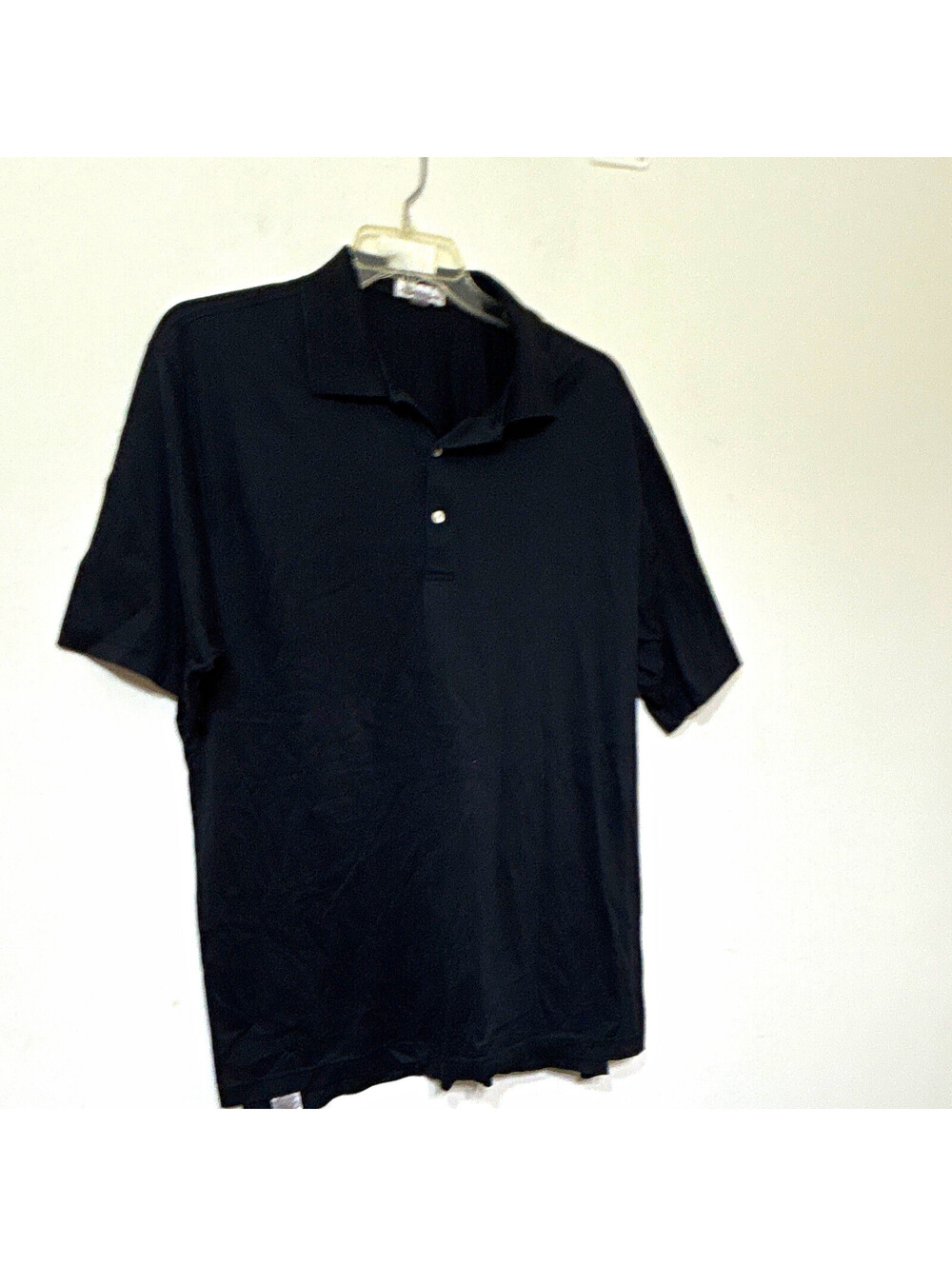 Peter Millar Mens Black Solid Polo Shirt Short Sleeve Cotton Knit Size XL